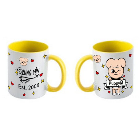 Taza cerámica con interior y asa de color.